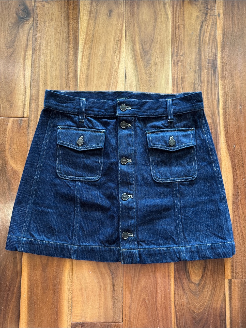 J. Crew Indigo Denim Button-Front pockets Skirt 100% cotton